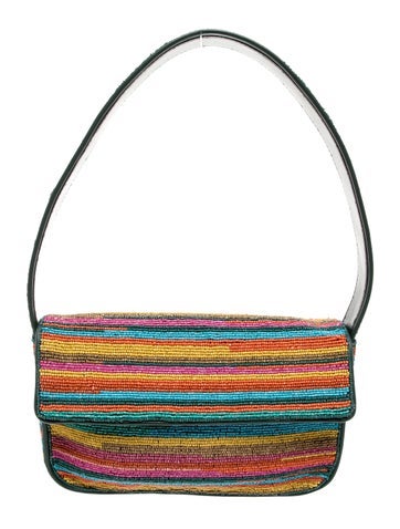 Pre-owned Staud Leather Shoulder Bag In Green