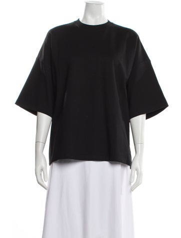 Pre-owned Staud Crew Neck Short Sleeve Top In Black