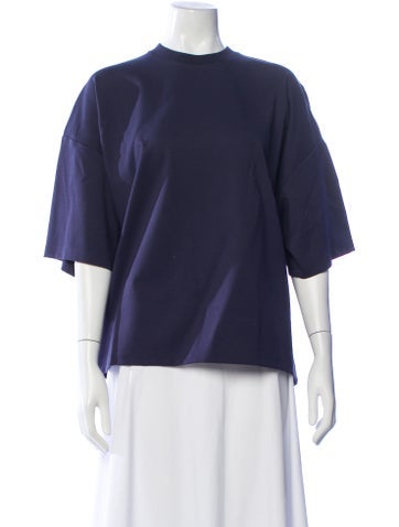 Pre-owned Staud Crew Neck Short Sleeve Top In Blue