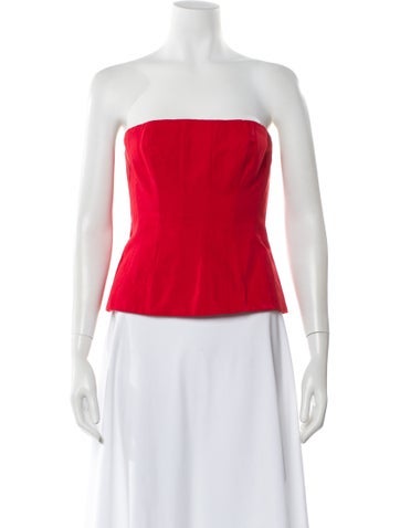 Pre-owned Staud Strapless Top In Red