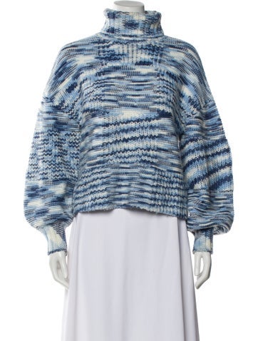 Pre-owned Staud Striped Turtleneck Sweater In Blue