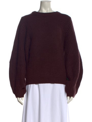 Pre-owned Staud Nylon Bateau Neckline Sweater In Burgundy