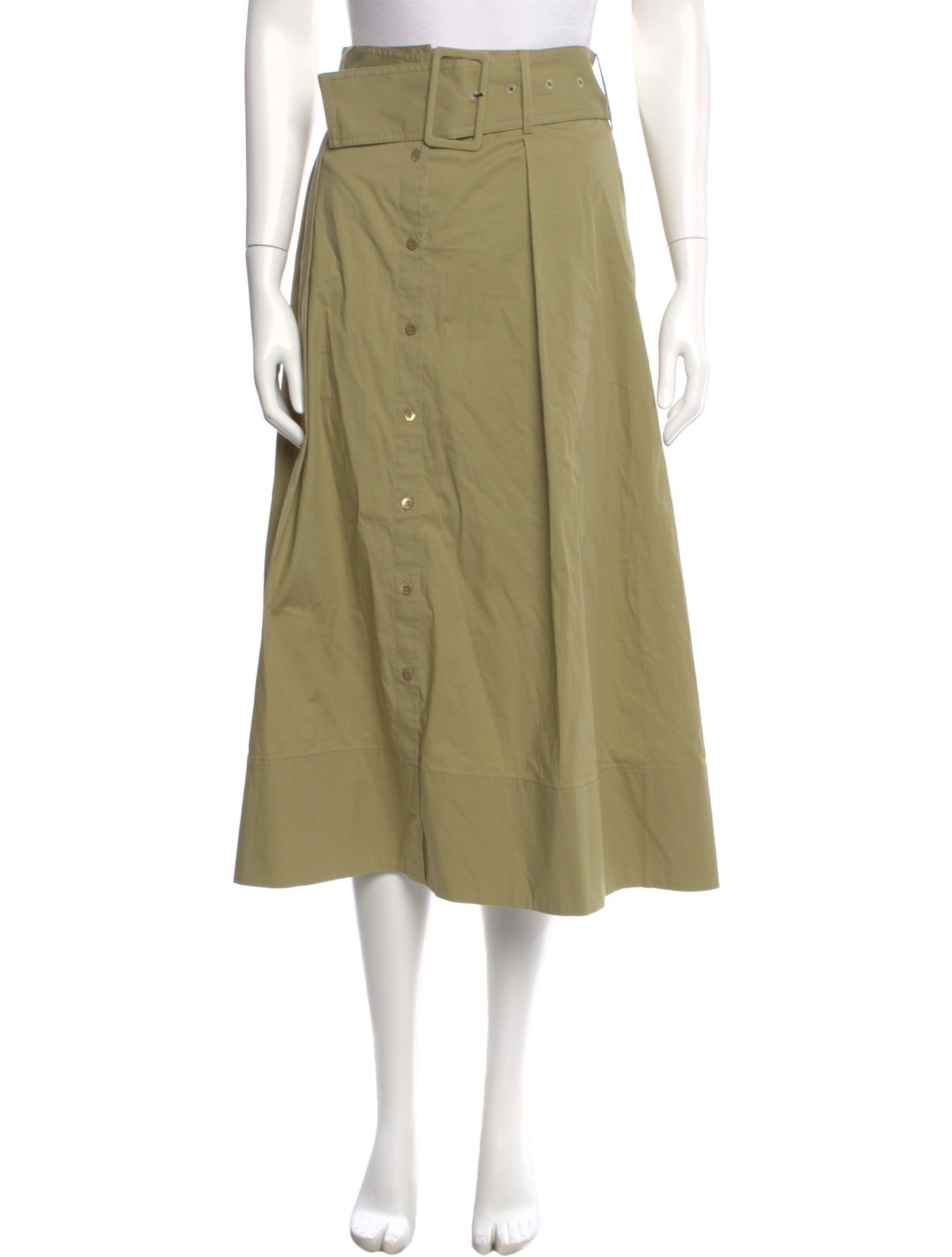 Staud Pleated Accents Midi Length Skirt