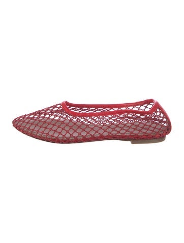 Pre-owned Staud Mesh Flats In Red