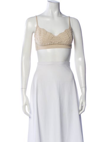 Pre-owned Staud V-neck Sleeveless Sports Bra In Brown