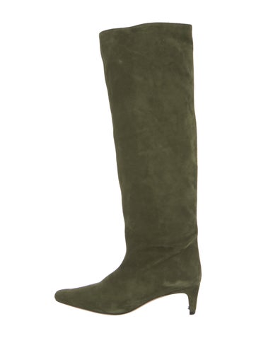 Pre-owned Staud Suede Boots In Green
