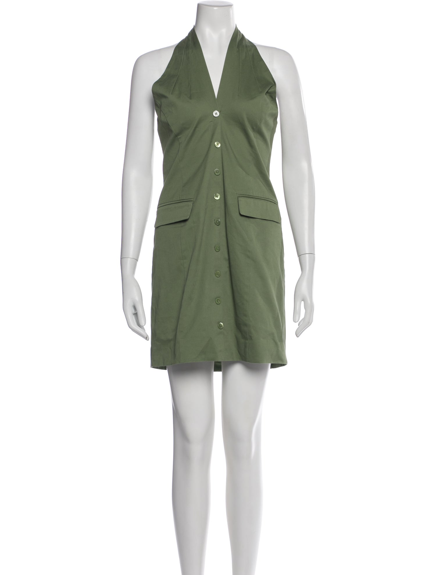 staud green dress Naomi in Seaweed neckline and spaghetti straps. Staud Khaki Vincent Midi Dress