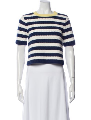 Pre-owned Staud Striped Crew Neck Top In Multi