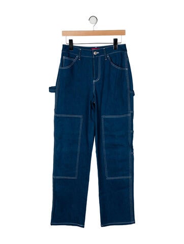 Pre-owned Staud High-rise Straight Leg Jeans In Blue
