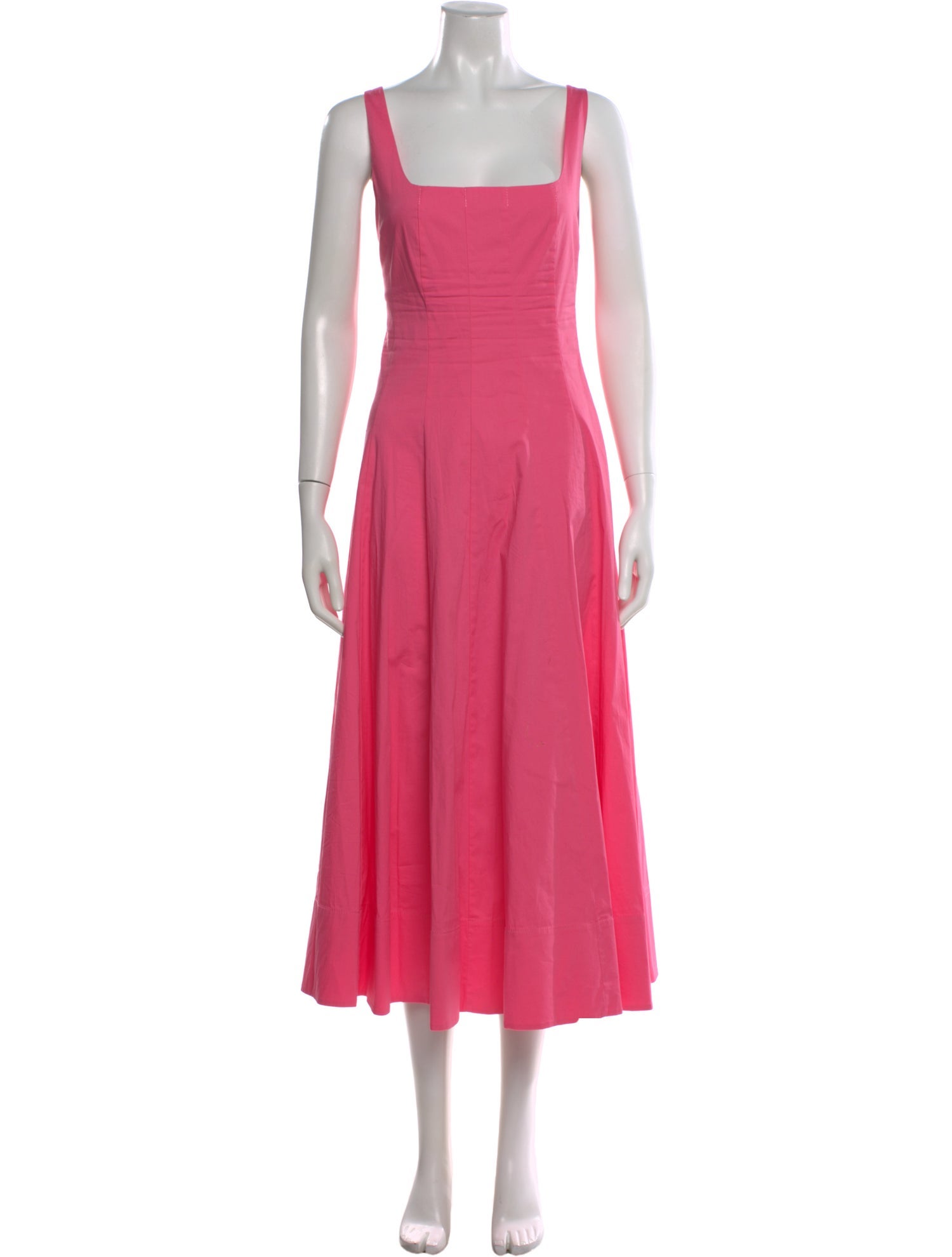 staud red and pink dress Staud Colorblock Pattern Midi Length, Dress in Pink