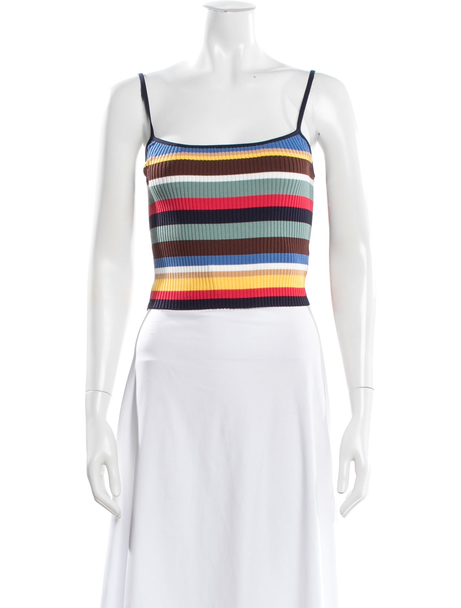 Staud Striped Square Neckline Crop Top