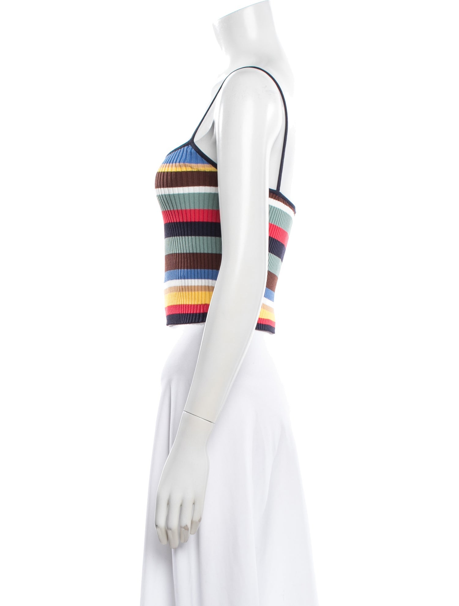 Staud Striped Square Neckline Crop Top