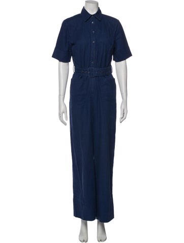 Pre-owned Staud Linen Jumpsuit In Blue