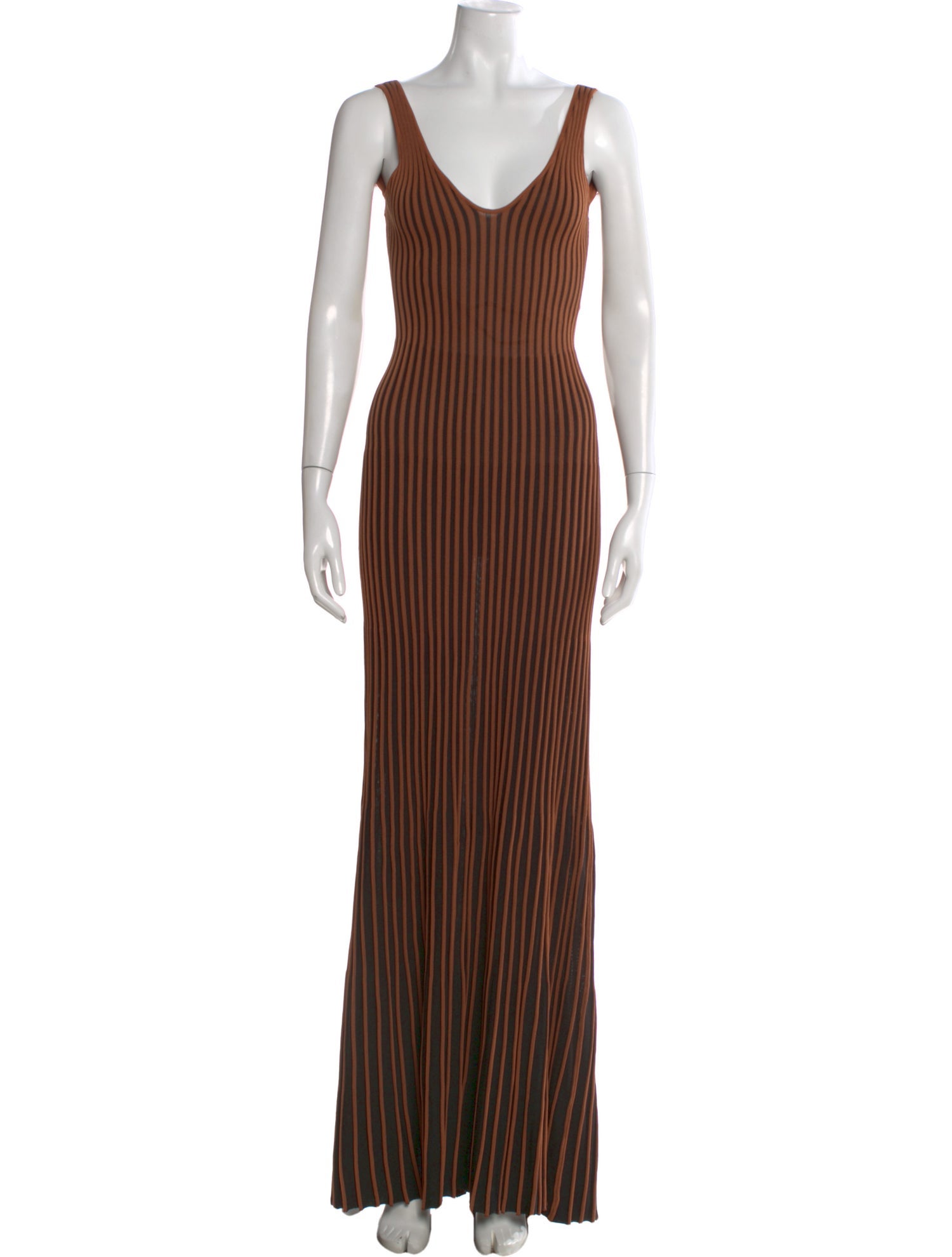 staud brown striped dress Staud Striped Long Dress w/ Tags - Brown Dresses, Clothing - WSTFG107585