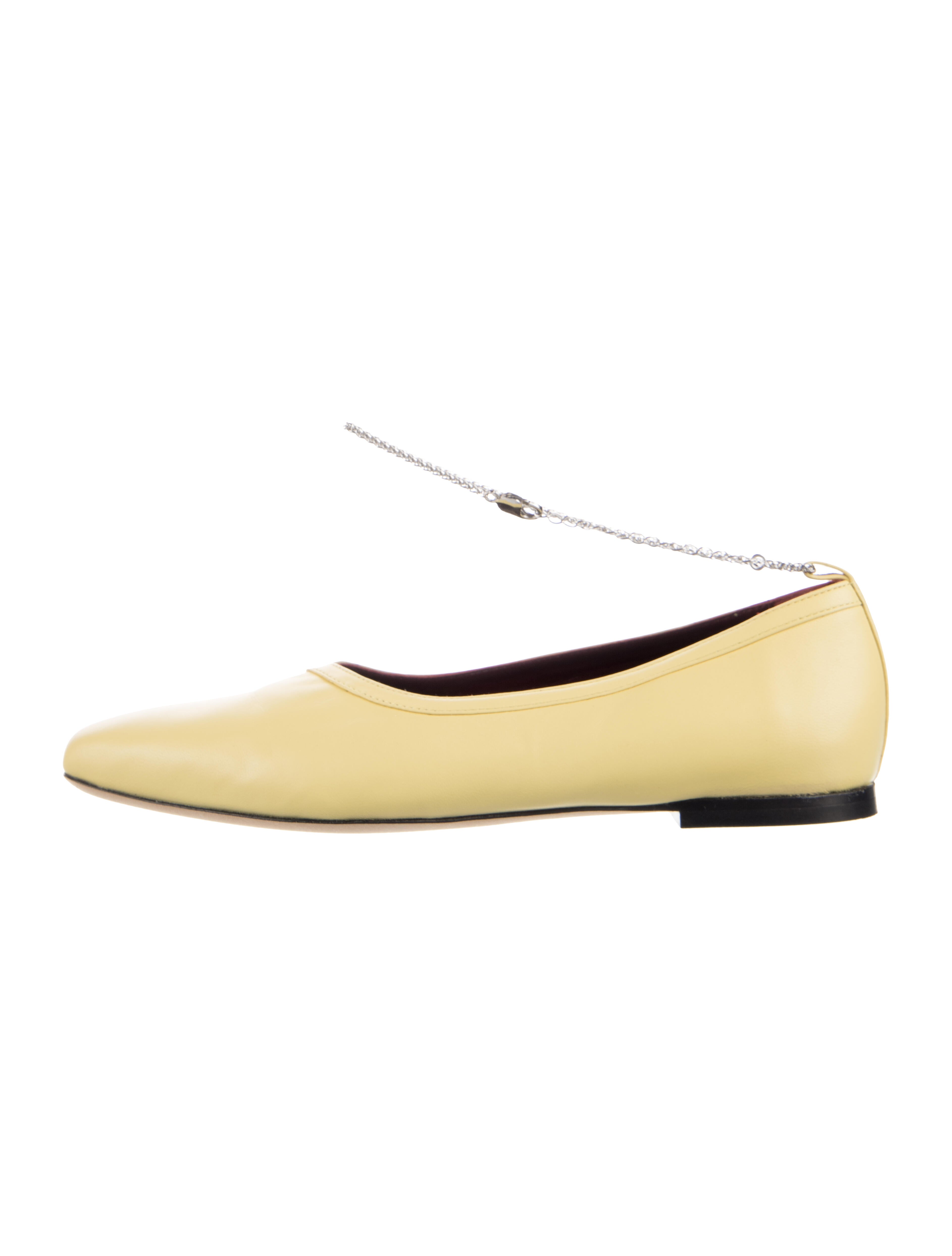 Staud Leather Chain-Link Accents Ballet Flats