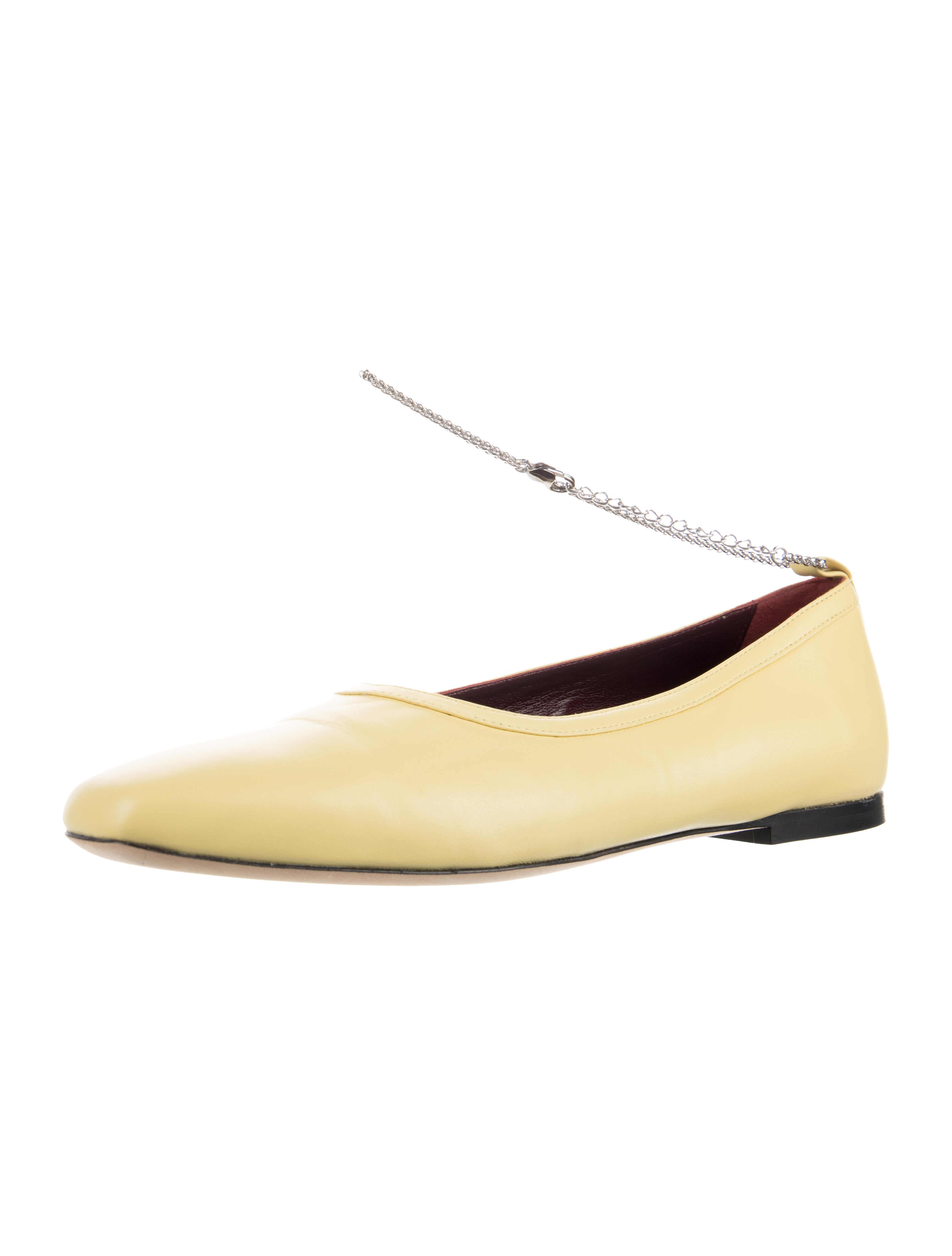 Staud Leather Chain-Link Accents Ballet Flats