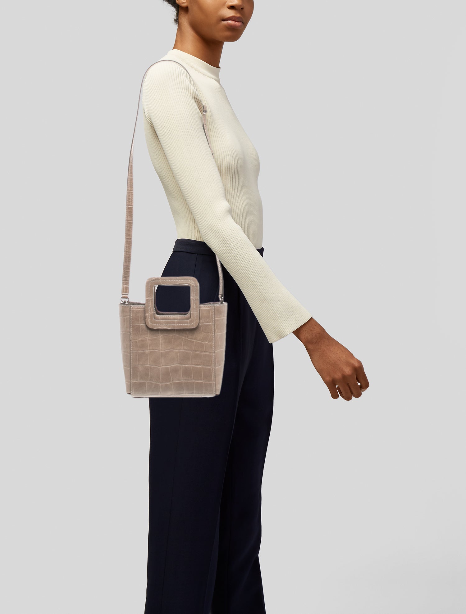 Staud Embossed Leather Shirley