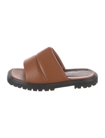 Pre-owned Staud Leather Slides In Brown