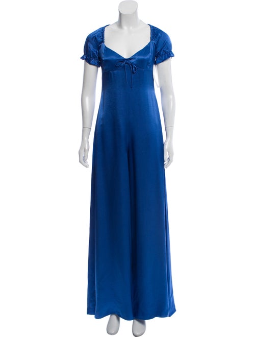 Staud Short Sleeve Wide-Leg Jumpsuit Blue
