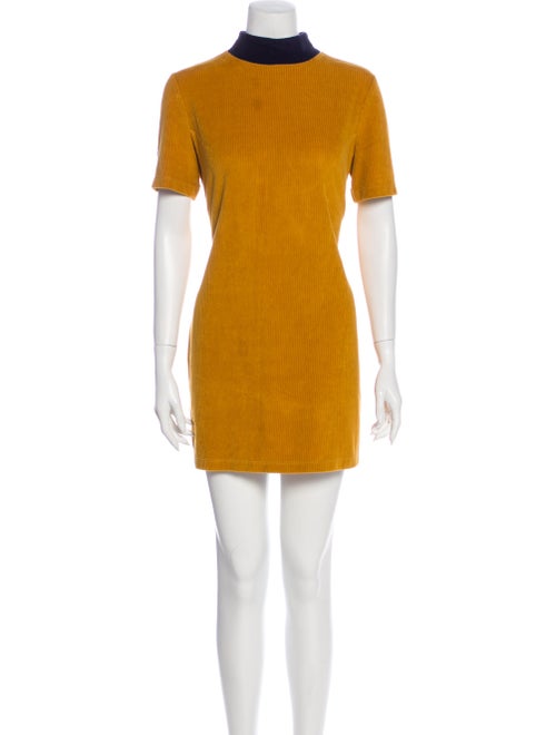 Staud Mock Neck Mini Dress Yellow