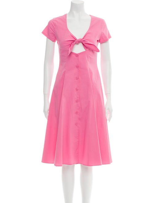 Staud V-Neck Midi Length Dress Pink
