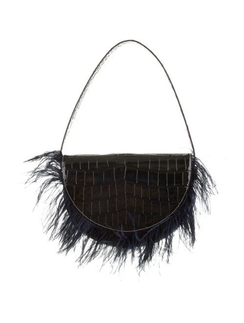 Staud Embossed Leather Amal Bag Black