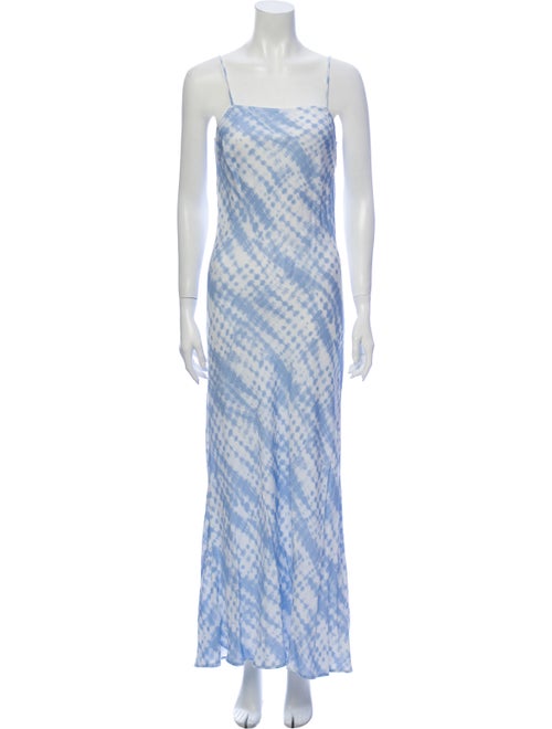 Staud Printed Long Dress Blue