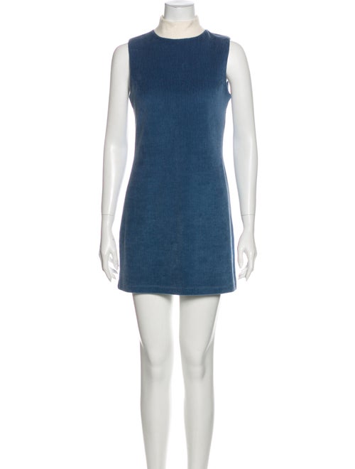 Staud Mock Neck Mini Dress Blue