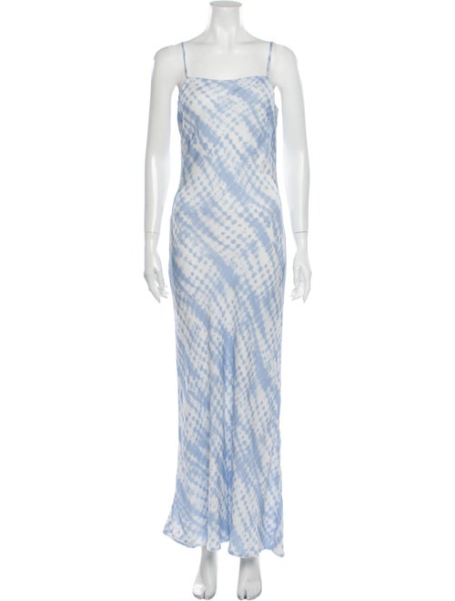 Staud Tie-Dye Print Long Dress Blue