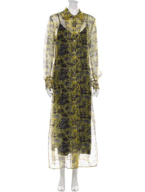 Staud Printed Long Dress w/ Tags Yellow