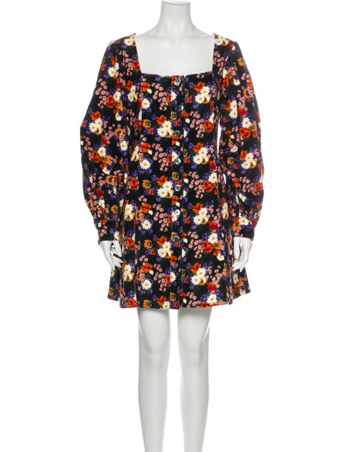 Staud Floral Print Mini Dress Black