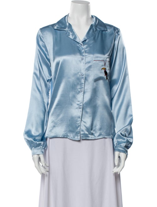 Staud Long Sleeve Button-Up Top Blue