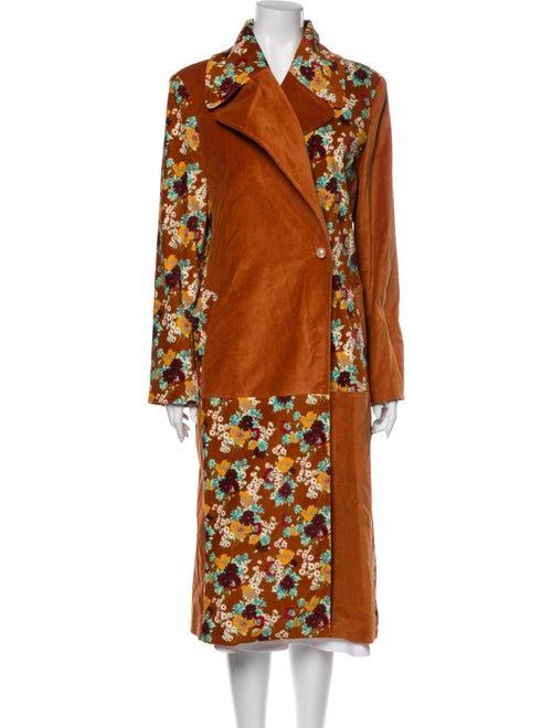 Staud Floral Print Coat Orange