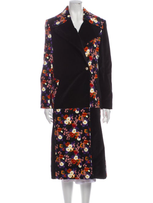 Staud Floral Print Coat Black