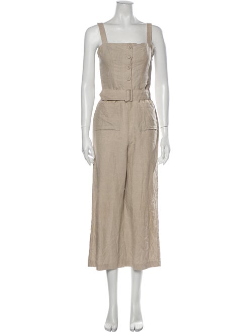 Staud Linen Square Neckline Jumpsuit