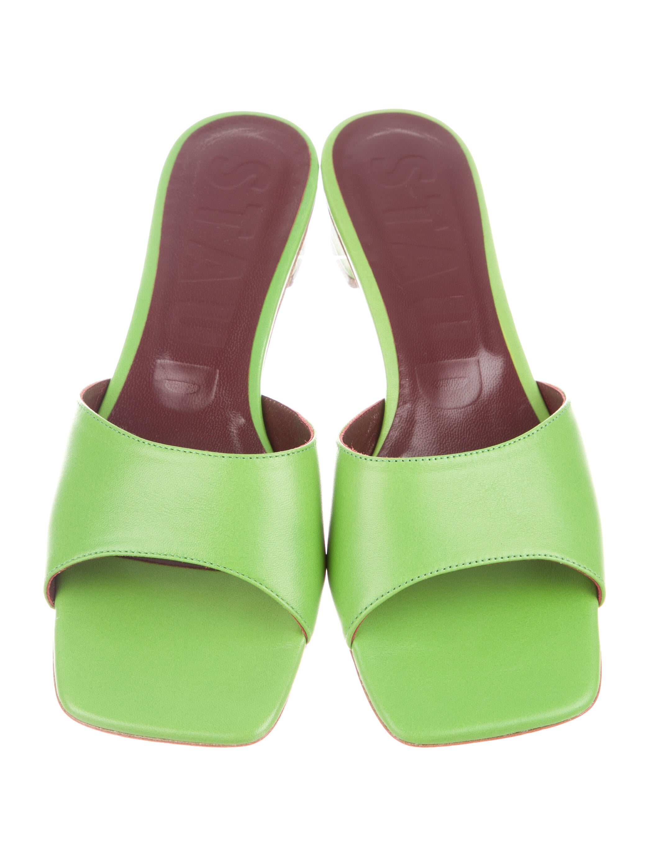 Staud Leather Slides - Green Sandals, Shoes - WSTFG27121 | The RealReal
