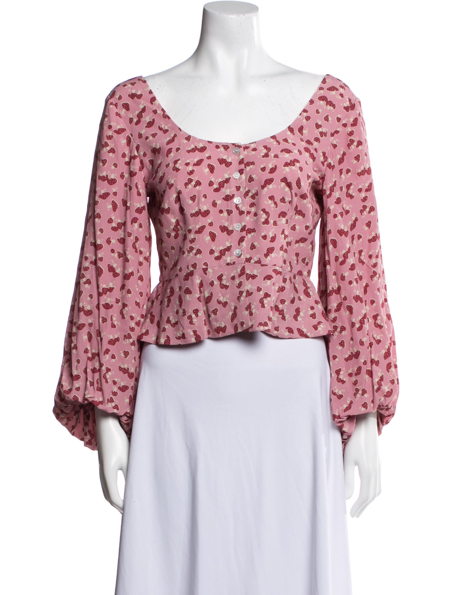 Staud Floral Print Bateau Neckline Crop Top