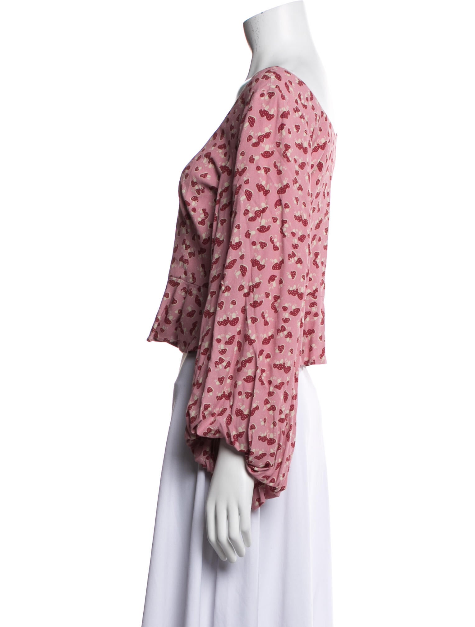 Staud Floral Print Bateau Neckline Crop Top