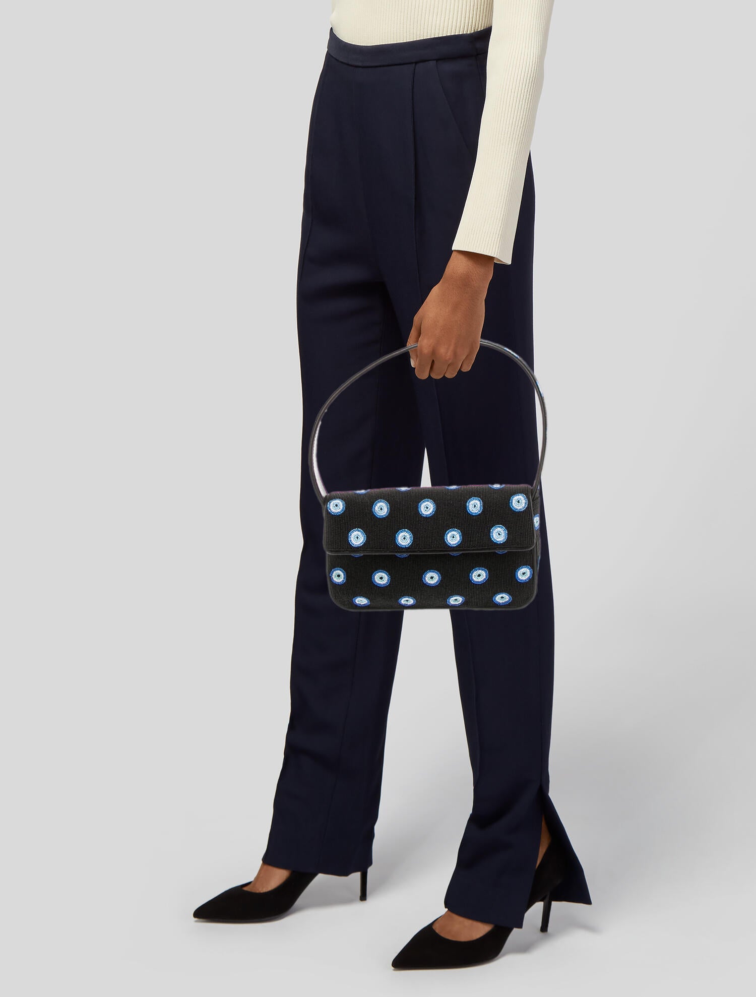 Staud Evil Eye Beaded Shoulder Bag - Black Handle Bags, Handbags