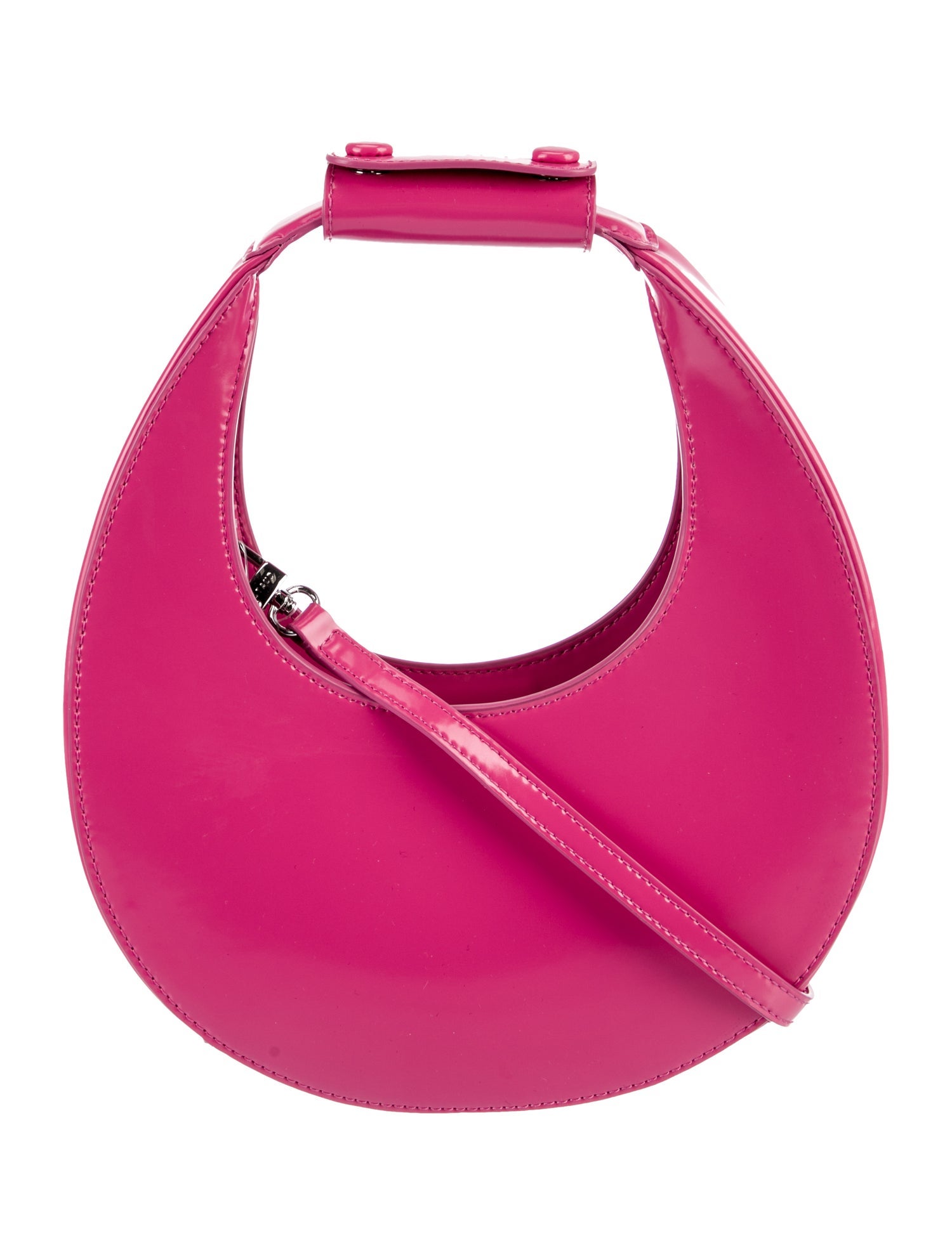 Staud Silver-Tone Patent Leather Handle Bag