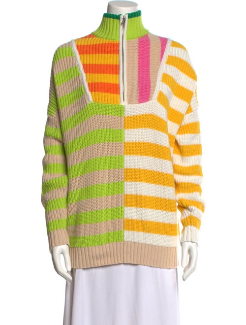 Staud Striped Mock Neck Sweater