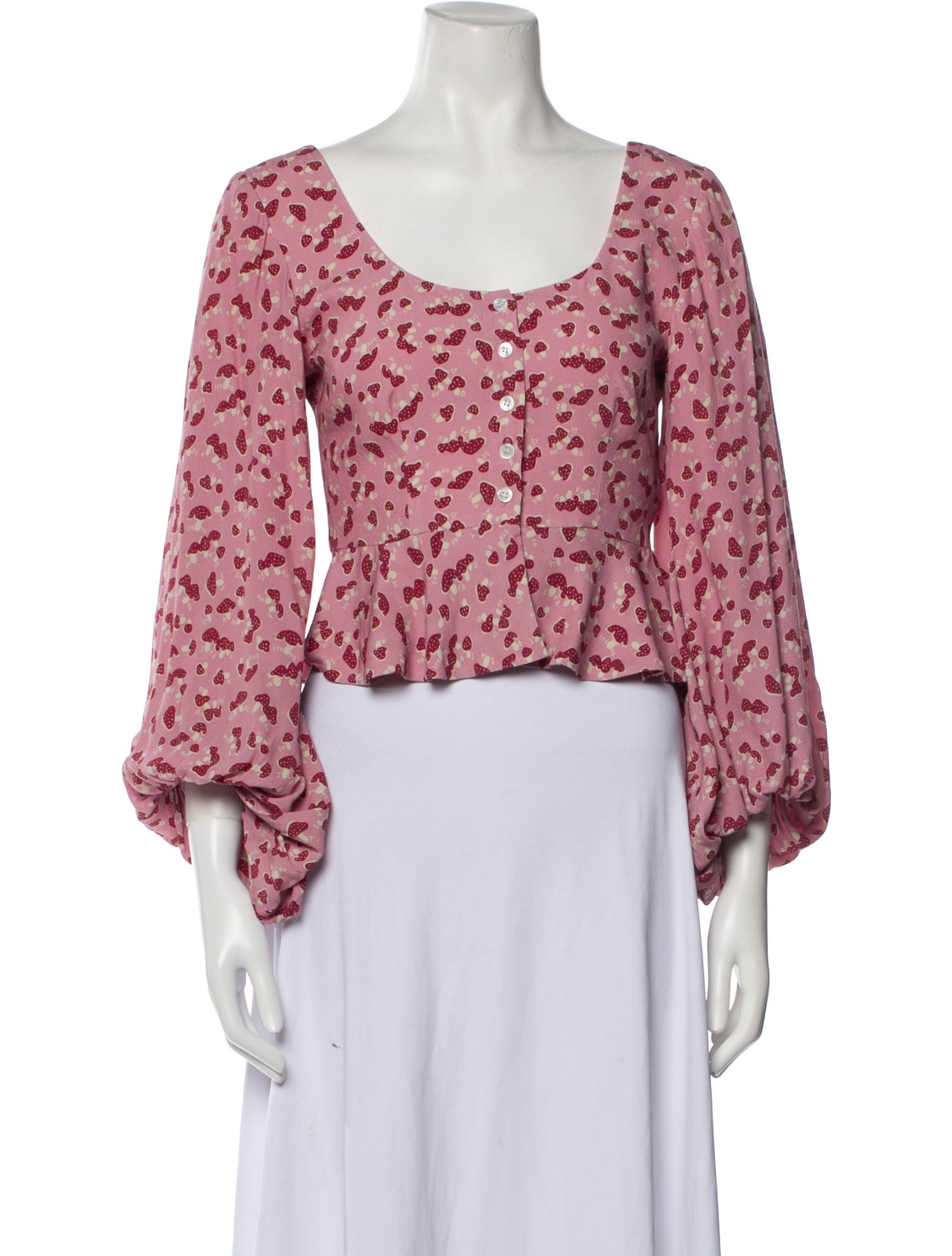 Staud Floral Print Scoop Neck Crop Top