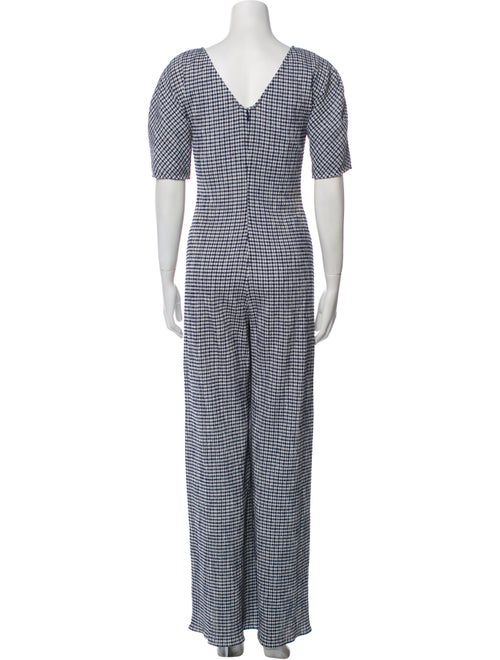 Staud Plaid Print V-Neck Jumpsuit
