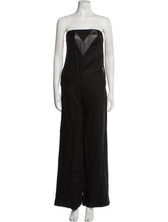 Staud Linen Strapless Jumpsuit