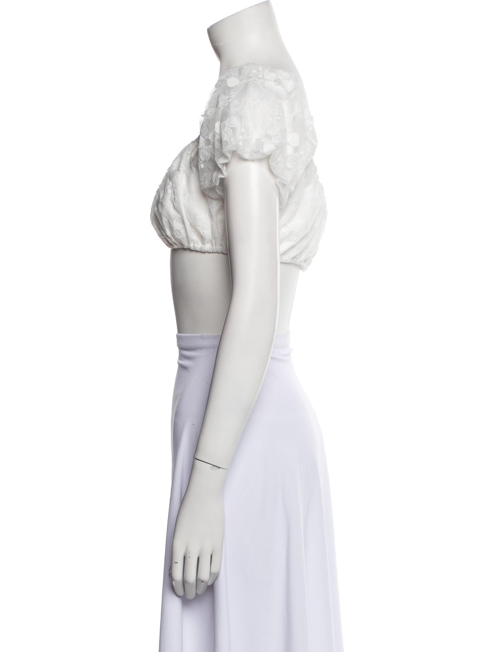 Staud Square Neckline Short Sleeve Crop Top