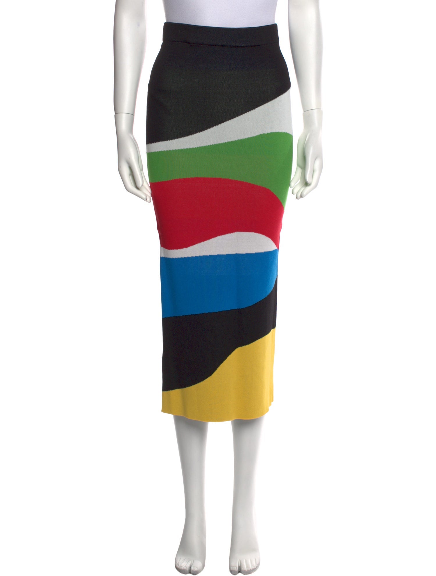 Staud Colorblock Pattern Midi Length Skirt