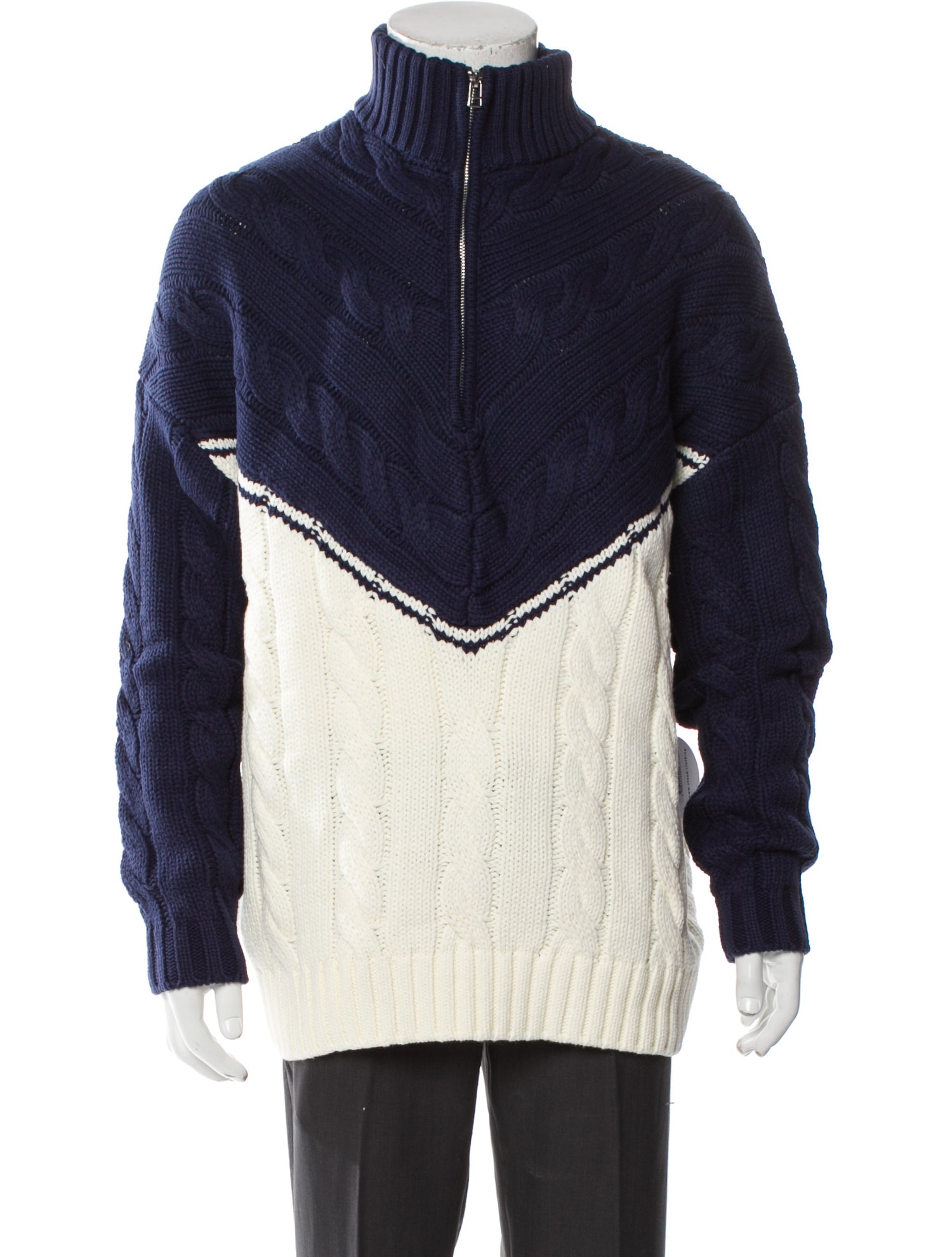 Staud Colorblock Pattern Mock Neck Cardigan w/ Tags