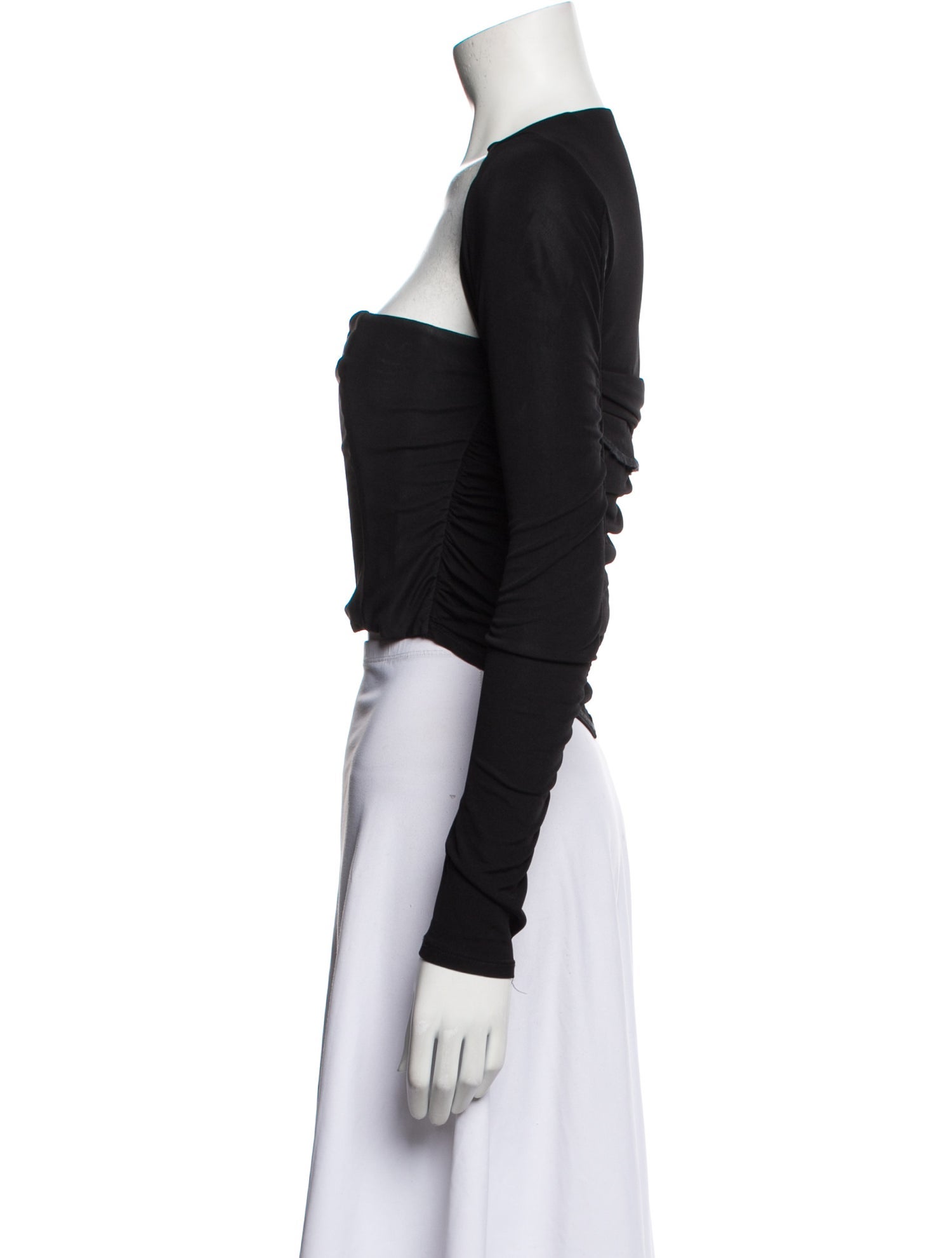 Staud Square Neckline Long Sleeve Crop Top