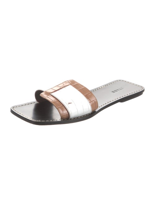 Staud Leather Colorblock Pattern Slides