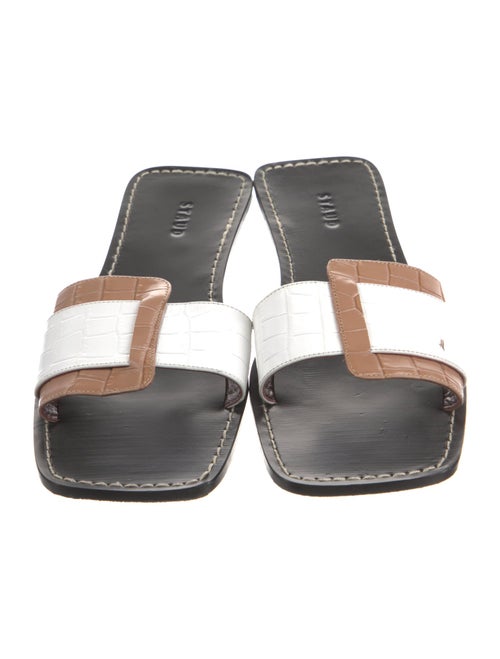 Staud Leather Colorblock Pattern Slides